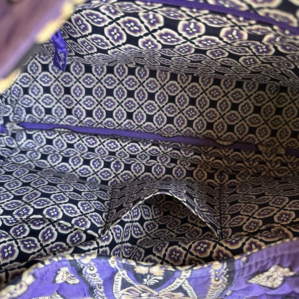 Vera Bradley Simply Violet Flower Paisley Shoulder Bag 15 Inch Hobo Zip Pocket